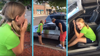 Watch This Girl Flip When Her Dad Buys A DeLorean (It's Great)<em></em>
